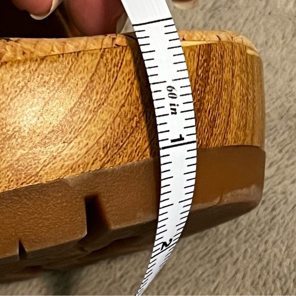 Korks Faithe Slide Platform Wedge Sandals Faux Leather Open Toe Tan slipon SZ 11 - Picture 11 of 12